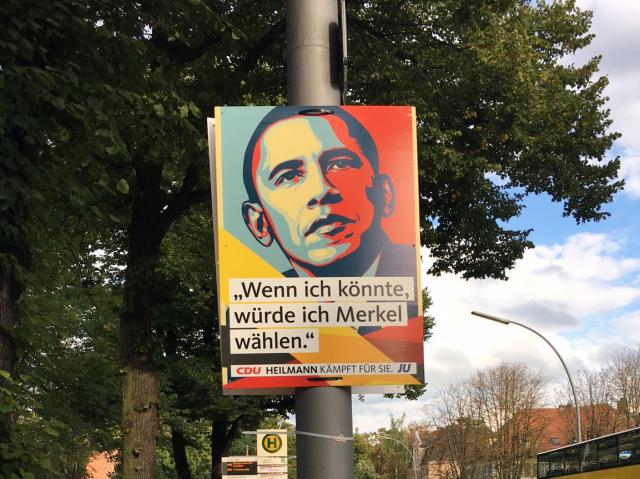 Obama xuất hiện trên áp phích tranh cử thủ tướng ở Đức - 0 Obama xuất hiện trên áp phích tranh cử thủ tướng ở Đức - 0