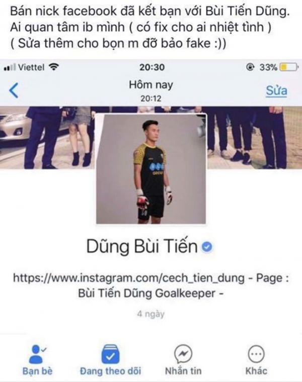 Giật được tóc thủ môn Tiến Dũng, fan nữ rao bán 750.000 đồng một sợi - 1 Giật được tóc thủ môn Tiến Dũng, fan nữ rao bán 750.000 đồng một sợi - 1