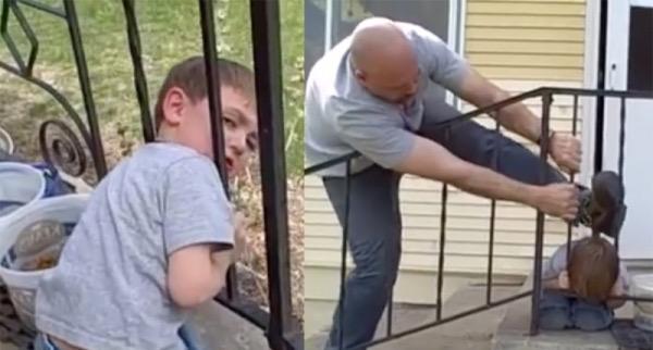 Đầu của con trai bị mắc kẹt, cha không cứu được, không ngờ con lại nghĩ ra cách rất thông minh - 0 Đầu của con trai bị mắc kẹt, cha không cứu được, không ngờ con lại nghĩ ra cách rất thông minh - 0