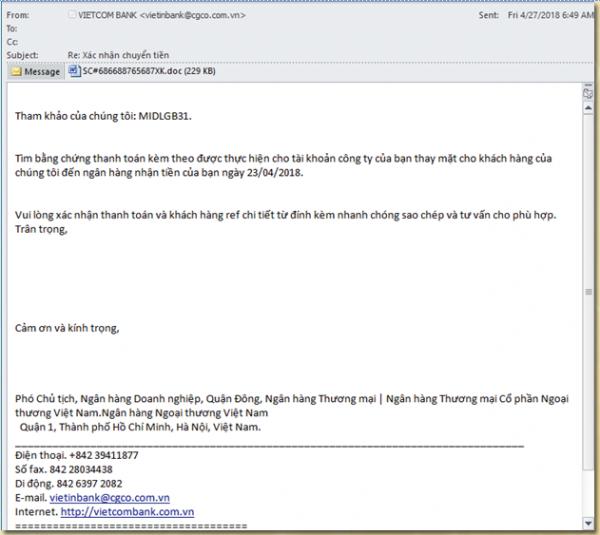 Cảnh giác khi nhận được email với tiêu đề “Xác nhận chuyển tiền” - 1 Cảnh giác khi nhận được email với tiêu đề “Xác nhận chuyển tiền” - 1