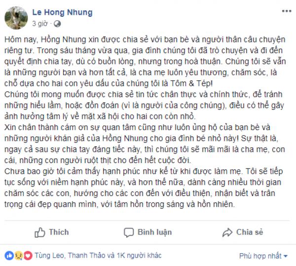 Hồng Nhung bất ngờ tuyên bố cuộc hôn nhân với chồng Tây tan vỡ - 0