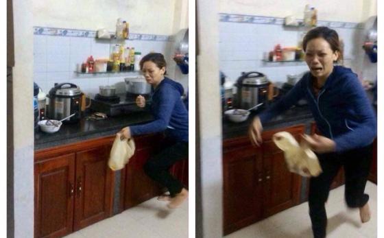 42 1 Dang Nau Com Trong Bep Nguoi Phu Nu Khoc Thet Lao Ra Ngoai Khi Mo Nap Vung Noi Ra