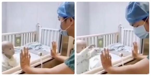 42 1 Be Trai Nhiem Virus Corona Yeu Ot Doi Be Trong Phong Cach Ly Bo Bat Luc Nhin Con Qua Cua Kinh