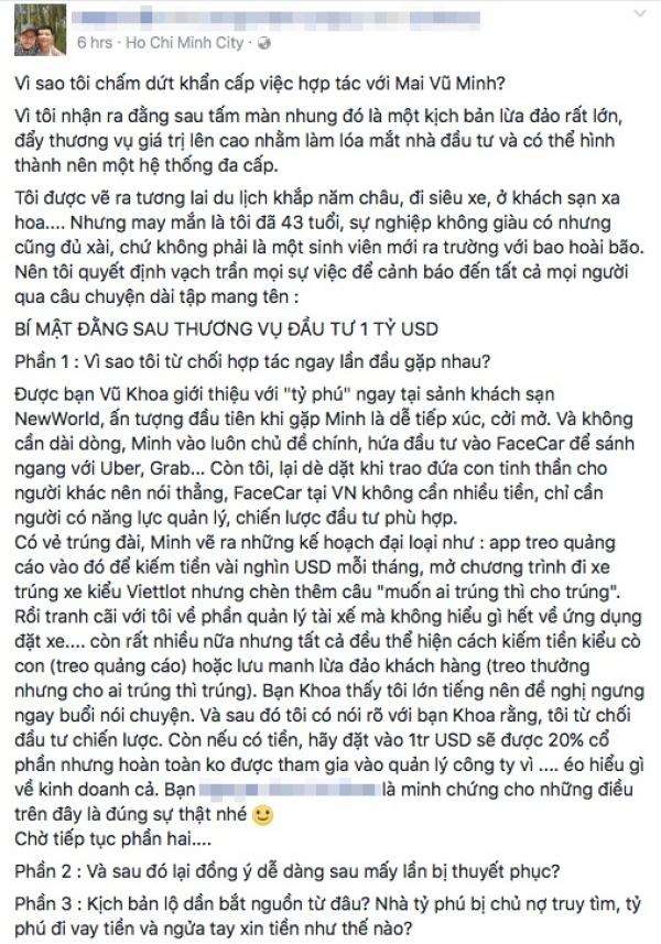 vu dau tu 1 ty usd vao ung dung goi xe facecar co dau hieu lua dao