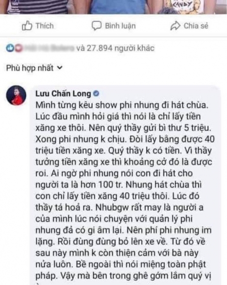 1 Ca Si Luu Chan Long To Phi Nhung Di Hat O Chua Voi Cat Xe Cat Co Doi Bang Duoc 40 Trieu Tien Xang Xe