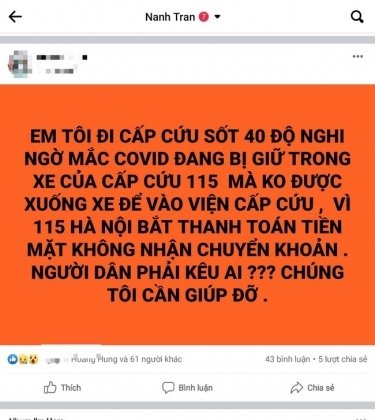 2 Benh Nhan Goi Xe Cap Cuu 115 Nhan Vien Y Te Nhat Quyet Yeu Cau Thanh Toan Bang Tien Mat Roi Moi Cho Vao Vien
