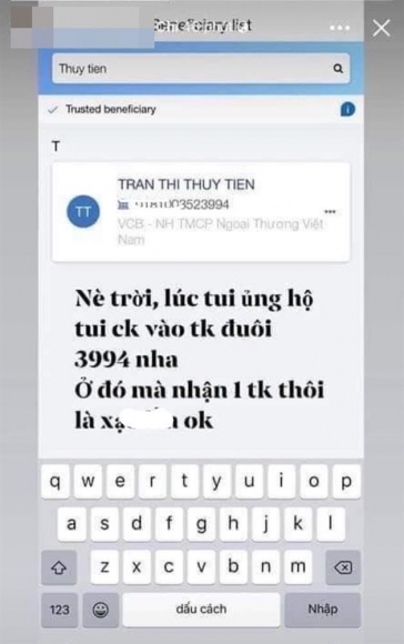 1 Xuat Hien Hinh Anh Thuy Tien Co Toi 4 So Tai Khoan Nhan Quyen Gop Tu Thien Mien Trung