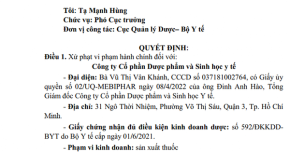 1 Phat 230 Trieu Buoc Tieu Huy 3 Loai Thuoc Cua Cong Ty Co Phan Duoc Pham Va Sinh Hoc Y Te