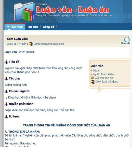 3 Luan An Tien Si Nghien Cuu Giai Phap Phat Trien Mon Cau Long Cho Cong Chuc La Co That