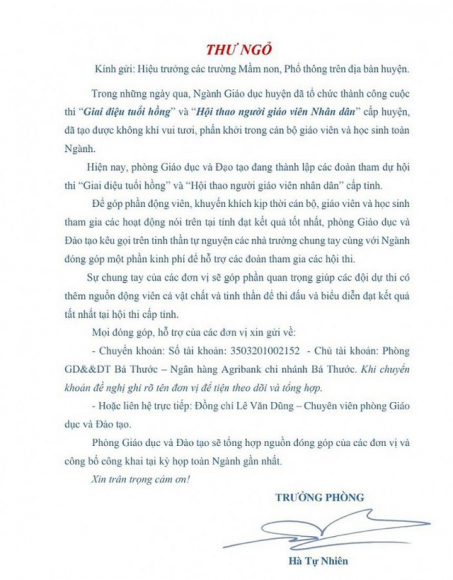 2 Sau Thu Ngo Xin Tien Phong Gd Dt Huyen O Thanh Hoa Tra Lai Tien Cho Cac Truong