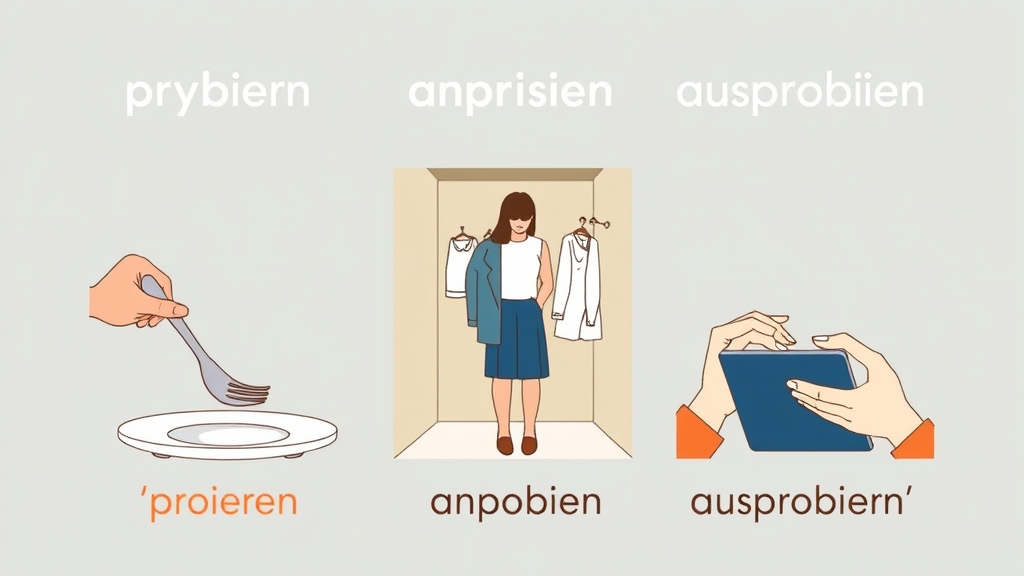 Phân biệt 'probieren', 'anprobieren', 'ausprobieren' trong tiếng Đức