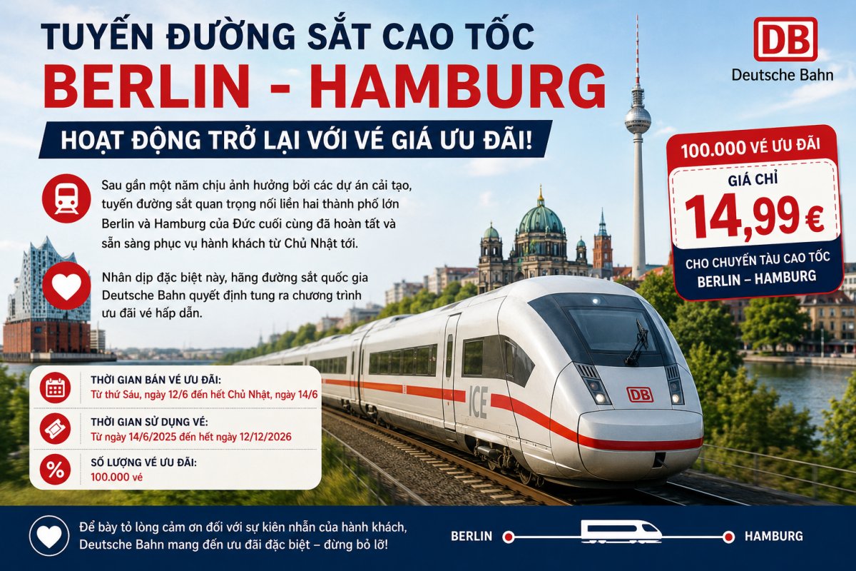 1 Deutsche Bahn Tung Ve 15 Euro Cho Tuyen Berlin Hamburg Sau Sua Chua