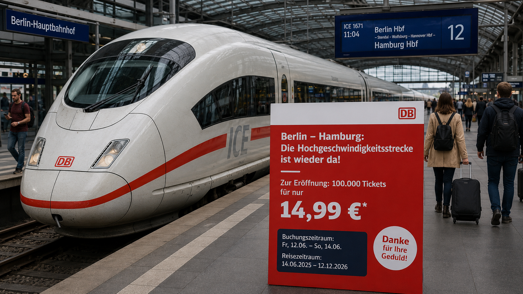 Deutsche Bahn tung vé 15 euro cho tuyến Berlin-Hamburg sau sửa chữa