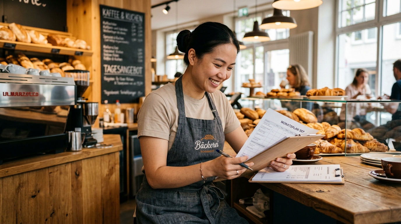 Nhân viên làm việc Minijob tại Đức kiểm tra phiếu lương và thỏa thuận lao động