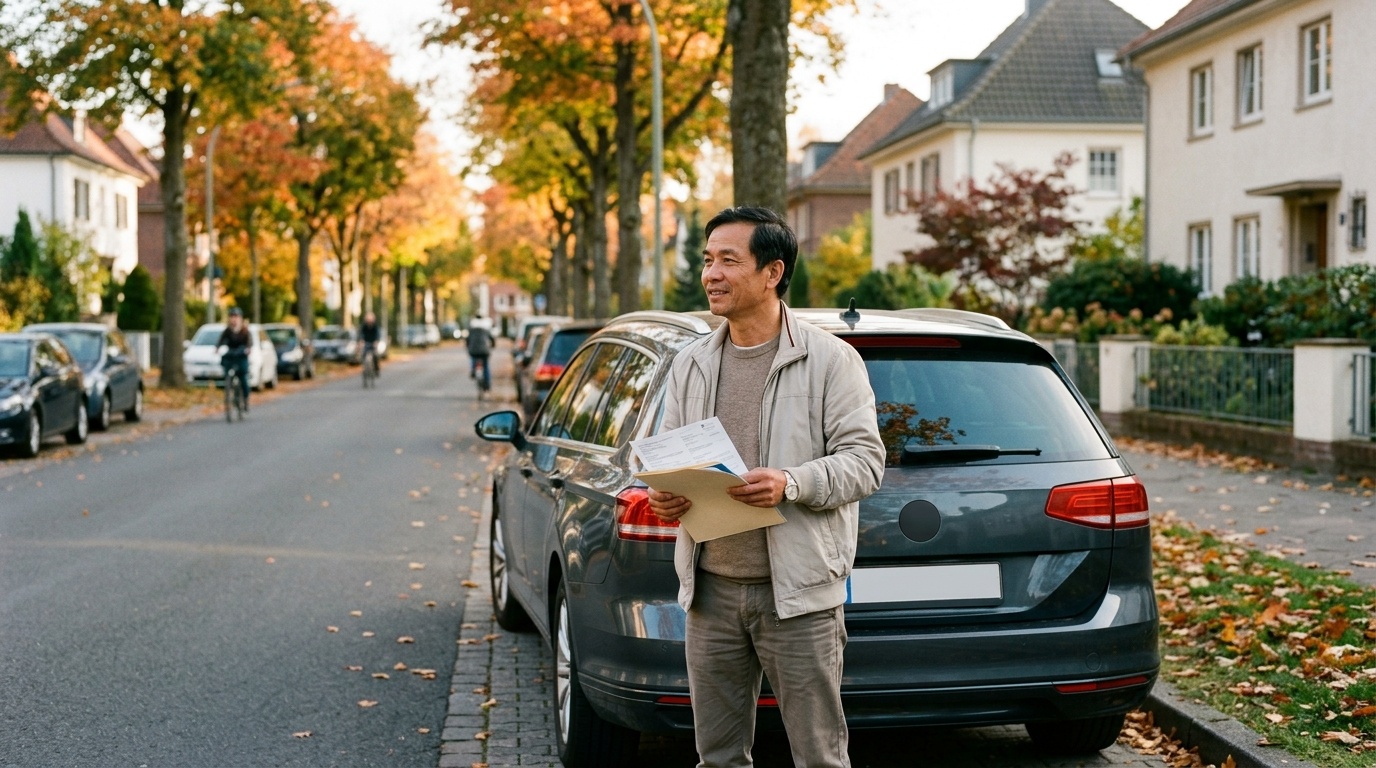 Người Việt tại Đức kiểm tra giấy tờ bảo hiểm xe ô tô và đăng ký xe
