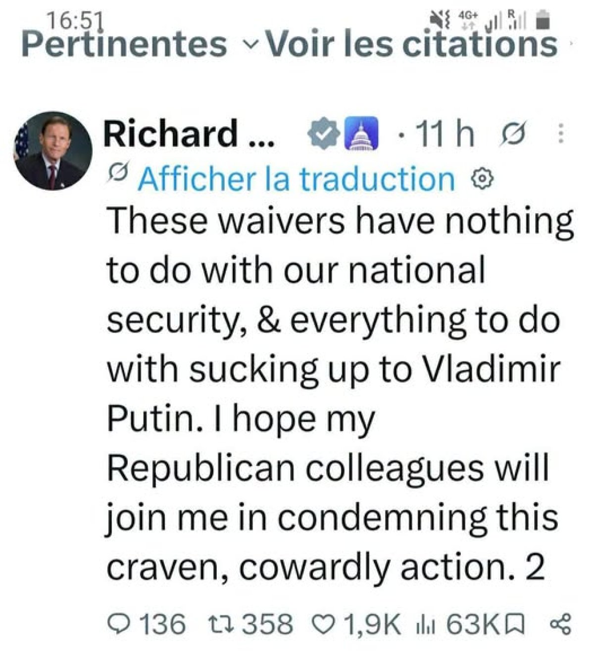 2 Mot Hanh Dong De Tien Va Hen Ha Thuong Nghi Sy Blumenthal Chi Trich Trump Vi Dinh Chi Lenh Trung Phat Chong Nga