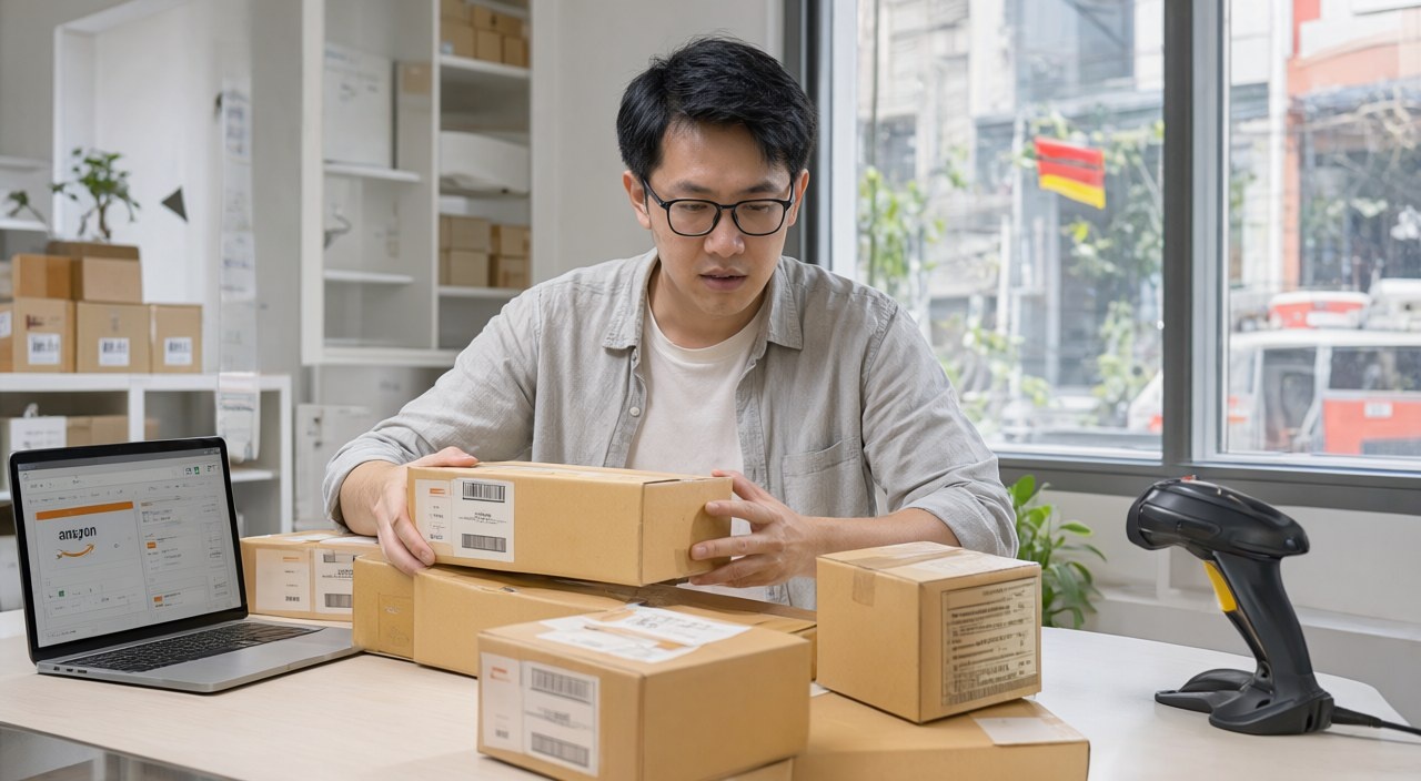 Chu kinh doanh nguoi Viet tai Duc ban hang online tren Amazon va Shopify, dong goi san pham gui di